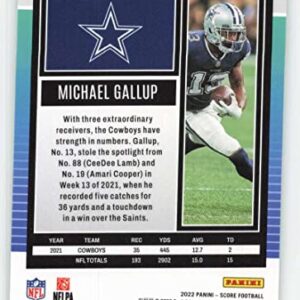 2022 Score #221 Michael Gallup Dallas Cowboys NFL Football Trading Card