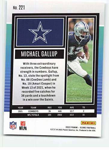 2022 Score #221 Michael Gallup Dallas Cowboys NFL Football Trading Card