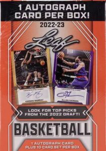2022/23 leaf draft basketball blaster box (10 card set & one autograph card/bx)
