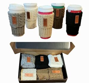 reusable coffee cozy sleeves in gift box, anti-slip coffee warmer, tea cozy for cups, cozy coffee for travel cups, travel cup sleeves, 2, 3 or 5 units (set #3)