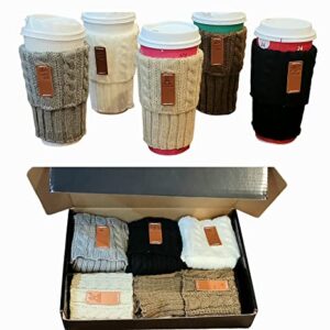 Reusable coffee Cozy sleeves in gift box, ANTI-SLIP coffee warmer, tea cozy for cups, cozy coffee for travel cups, travel cup sleeves, 2, 3 or 5 units (set #3)