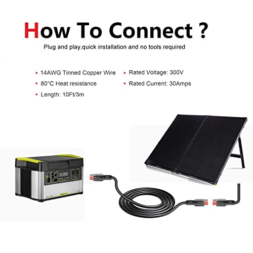 MJPOWER for Goal Zero Extension Cable 20Ft 14AWG Anderson Connector Connect Jackery SolarSaga 100W,Nomad/Boulder 200,Ranger 300 Solar Panel to GZ Yeti 1000+/Jackery 1000 Power Station Solar Generator