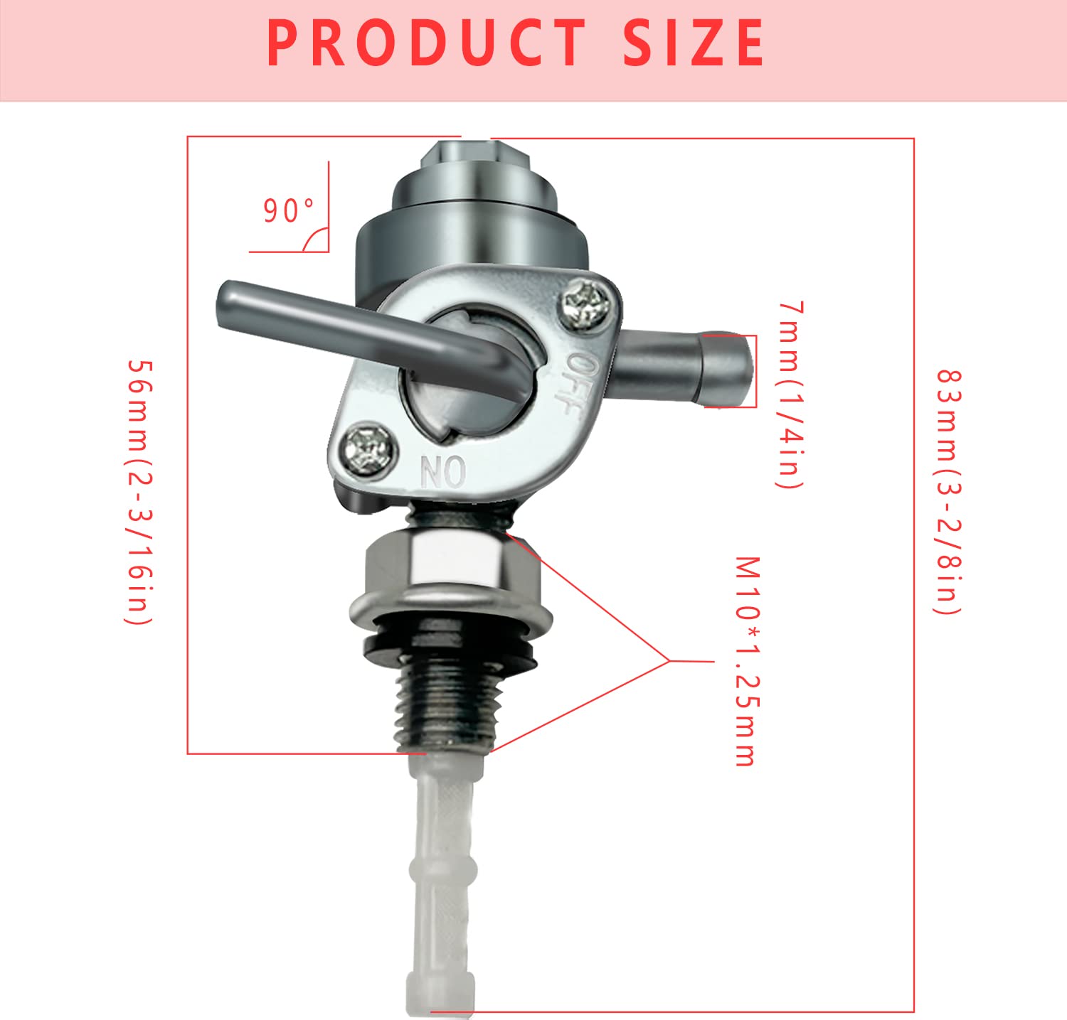 SOFO Petcock Fuel ShutOff Valve - For Gas Shut Off Valve, for Generac 28-1783-V & Petcock Fuel Shutoff Valve, M10X1.25mm for Tg3000 Generator Parts, Champion Generac, Gas Tank Shut