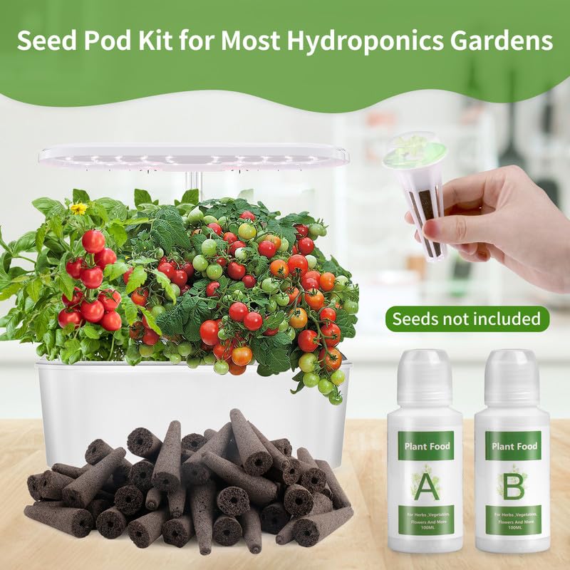 148pcs Hydroponic Pods Kit, Grow Anything Kit for Hydroponics Growing System, Hydroponics Supplies with 60 Grow Sponges, 2 A&B Solid Nutrient Plant Food with 2 Refills, 12 Baskets, 12 Domes, 60 Labels