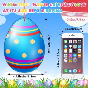 30 Pieces Easter Egg Outdoor Hanging Ornaments Outdoor Double Sided Lawn Decorations Easter Egg Yard Tree Porch Hanging Ornament Colorful Plastic Easter Egg for (Cute Style)