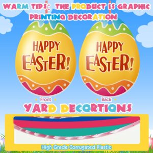 30 Pieces Easter Egg Outdoor Hanging Ornaments Outdoor Double Sided Lawn Decorations Easter Egg Yard Tree Porch Hanging Ornament Colorful Plastic Easter Egg for (Cute Style)