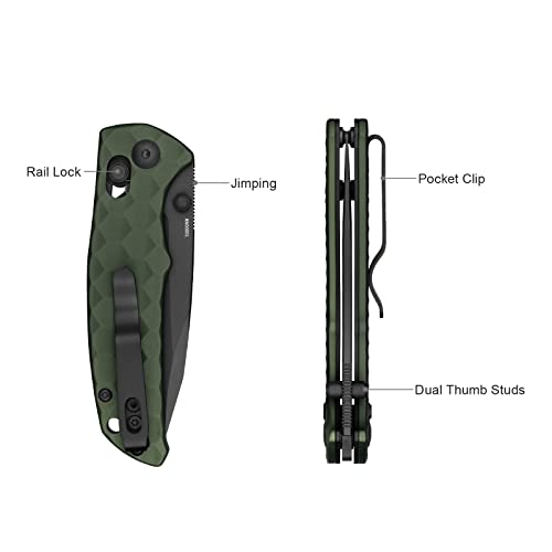 OKNIF Rubato 3 Pocket Knife with 154CM Stainless Blade, Folding Knife for Camping, Hiking, Indoor and Outdoor Activities (OD Green)