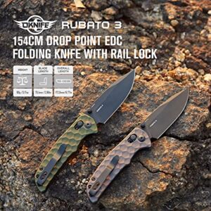 OKNIF Rubato 3 Pocket Knife with 154CM Stainless Blade, Folding Knife for Camping, Hiking, Indoor and Outdoor Activities (OD Green)