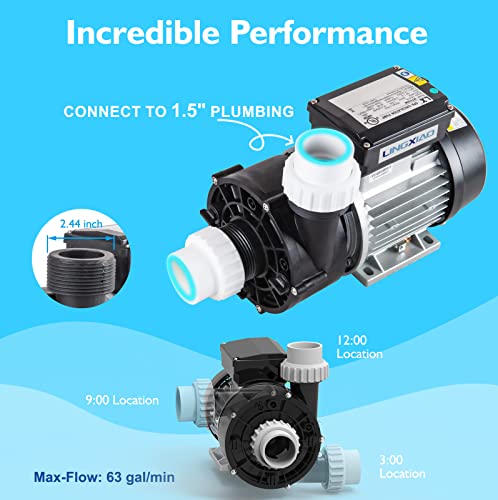 LINGXIAO WTC50M SPA Circulation Pump & Hot Tub Circulating Pump, LX Pump Motor, 0.35HP, 230V,1.5"Port, Fully Compatible with OEM Models (Mode: WTC50M)