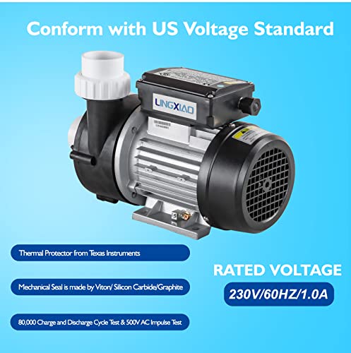 LINGXIAO WTC50M SPA Circulation Pump & Hot Tub Circulating Pump, LX Pump Motor, 0.35HP, 230V,1.5"Port, Fully Compatible with OEM Models (Mode: WTC50M)