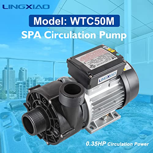 LINGXIAO WTC50M SPA Circulation Pump & Hot Tub Circulating Pump, LX Pump Motor, 0.35HP, 230V,1.5"Port, Fully Compatible with OEM Models (Mode: WTC50M)