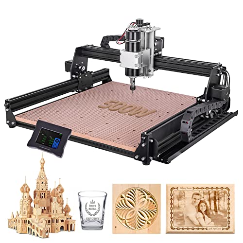 500W CNC Router Machine, 4540 CNC Router Machine with 500W Spindle 3-Axis Desktop CNC Machine for Woodworking Metal Acrylic MDF Nylon Carving Cutting Engraving Mill（Working Area430x390x22mm）