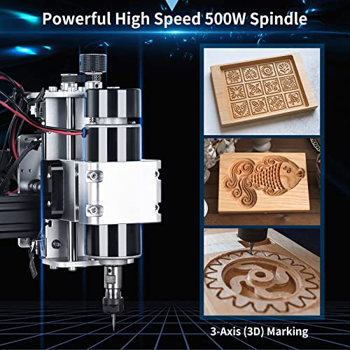 500W CNC Router Machine, 4540 CNC Router Machine with 500W Spindle 3-Axis Desktop CNC Machine for Woodworking Metal Acrylic MDF Nylon Carving Cutting Engraving Mill（Working Area430x390x22mm）