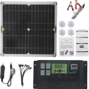 200W 12V Solar Panel Battery Charger Kit Monocrystalline PV Module for Car RV Marine Boat Caravan Off Grid System with 10A-50A Charge Controller+Extension Cable