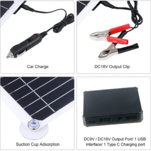 200W 12V Solar Panel Battery Charger Kit Monocrystalline PV Module for Car RV Marine Boat Caravan Off Grid System with 10A-50A Charge Controller+Extension Cable