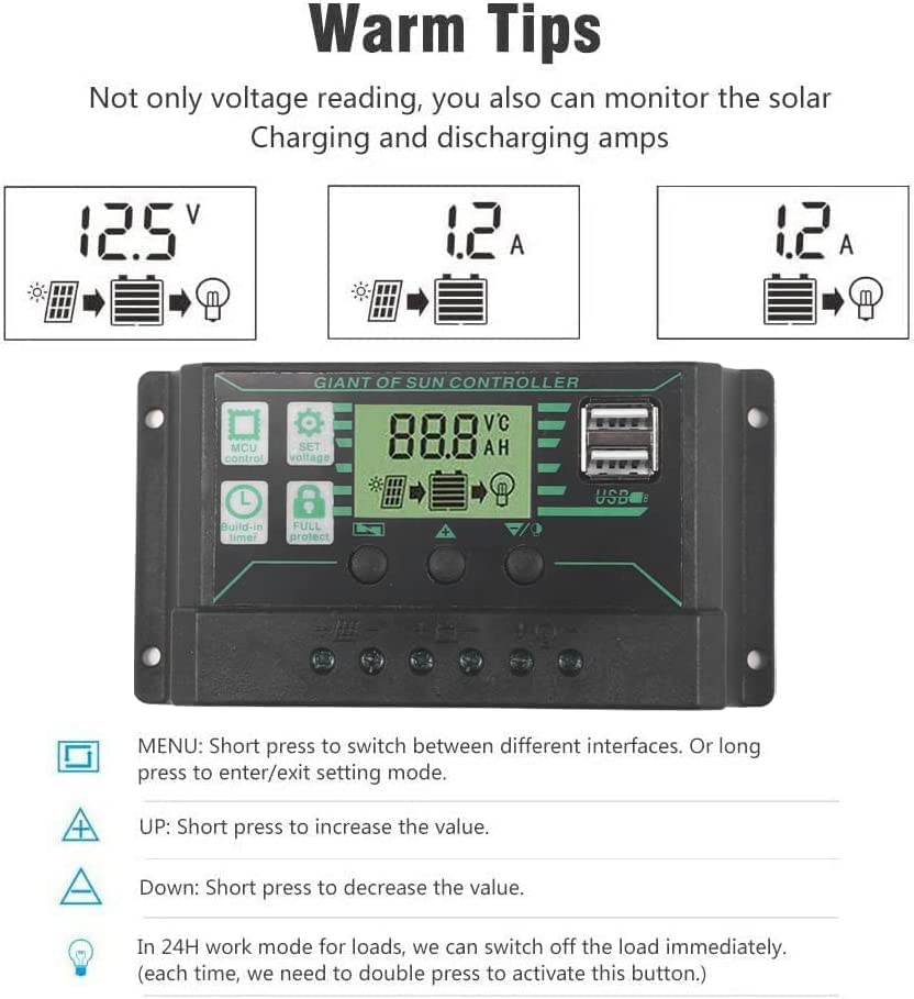 200W 12V Solar Panel Battery Charger Kit Monocrystalline PV Module for Car RV Marine Boat Caravan Off Grid System with 10A-50A Charge Controller+Extension Cable