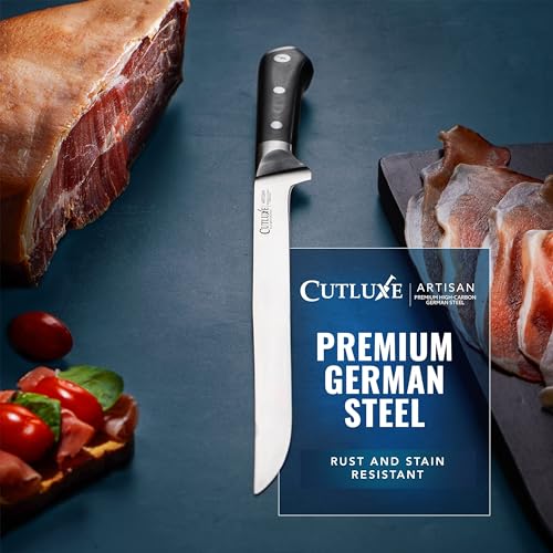 Cutluxe Ham Knife 12" - Spanish Style Meat Slicer, Carving Serrano Ibérico & Italian Prosciutto - Premium High Carbon Stainless Steel Blade - Ergonomic Black Handle - Artisan series