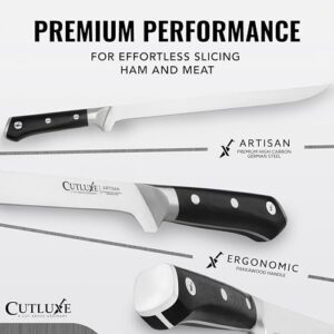 Cutluxe Ham Knife 12" - Spanish Style Meat Slicer, Carving Serrano Ibérico & Italian Prosciutto - Premium High Carbon Stainless Steel Blade - Ergonomic Black Handle - Artisan series