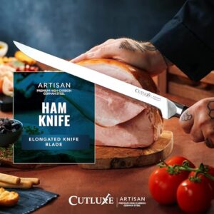 Cutluxe Ham Knife 12" - Spanish Style Meat Slicer, Carving Serrano Ibérico & Italian Prosciutto - Premium High Carbon Stainless Steel Blade - Ergonomic Black Handle - Artisan series