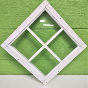 12x12 White Shed Window, Flush Mount, 4x4 Grid, Great for Playhouses, Barns, and Sheds.