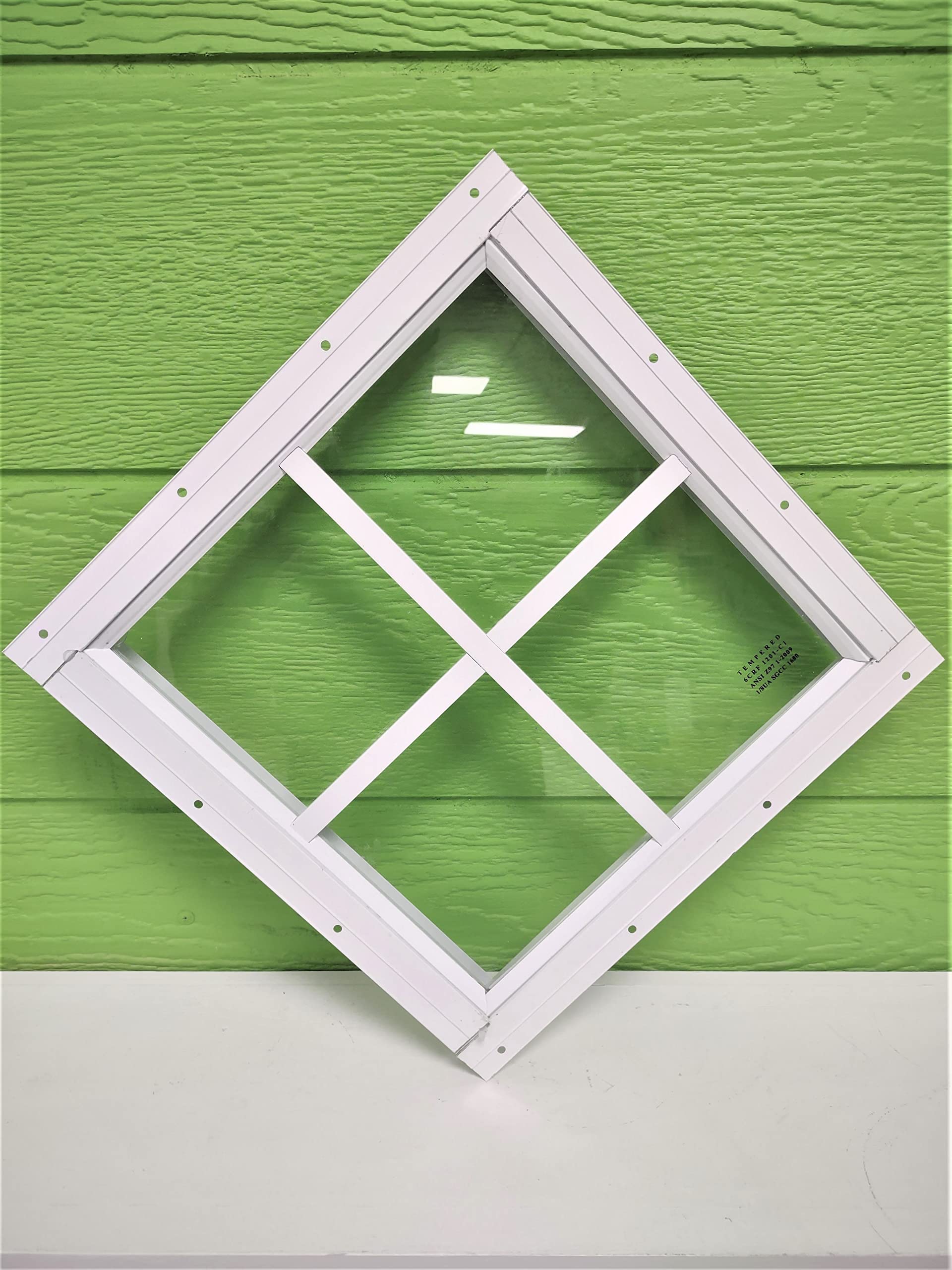 12x12 White Shed Window, Flush Mount, 4x4 Grid, Great for Playhouses, Barns, and Sheds.