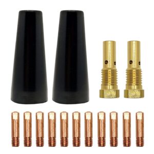 allyearauto 14pcs flux core gasless nozzle tips kit k3493-1, compatible with century fc90/80gl | forney easy weld | titanium easy flux | lincoln | craftsman | chicago electric, with .030" tips.