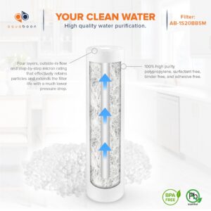 Aquaboon 20" x 4.5" Whole House Well Water Filter System with Pressure Release (1" Port) & Aquaboon 5 Micron 20" Sediment Water Filter Replacement Cartridge | Whole House Sediment Filtration