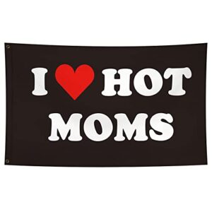 bucksin i love hot moms flag i heart hot moms flag funny meme flags 3x5 feet banner cool flags for room guys college dorm man cave bedroom wall decor hangings outdoor indoor