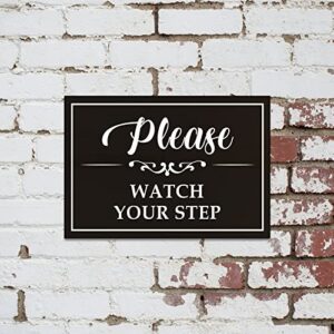 Please Watch Your Step Sign, for Indoor/Outdoor Home or Business Use 3.55" x 5.15" (with Strong Adhesive Tape) - PMA011