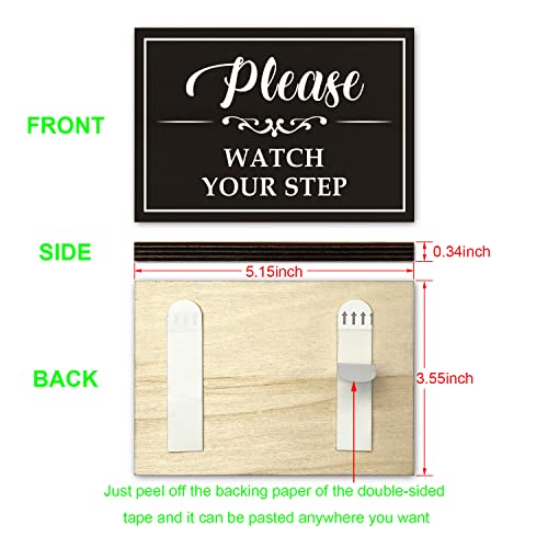 Please Watch Your Step Sign, for Indoor/Outdoor Home or Business Use 3.55" x 5.15" (with Strong Adhesive Tape) - PMA011