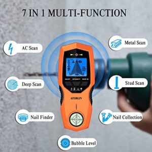 ATOBLIN Stud Finder Wall Scanner, 7 in 1 upgraded Electronic Stud Sensor with Magnetic Bubble Level, Digital LCD Display, Beam Finders Wall Detector for Wood AC Wire Metal Studs Joist Pipe