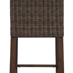 Signature Ashley Outdoor Wicker Barstools (2 Count) and Suncast 33 Gallon Resin Outdoor Trash Can