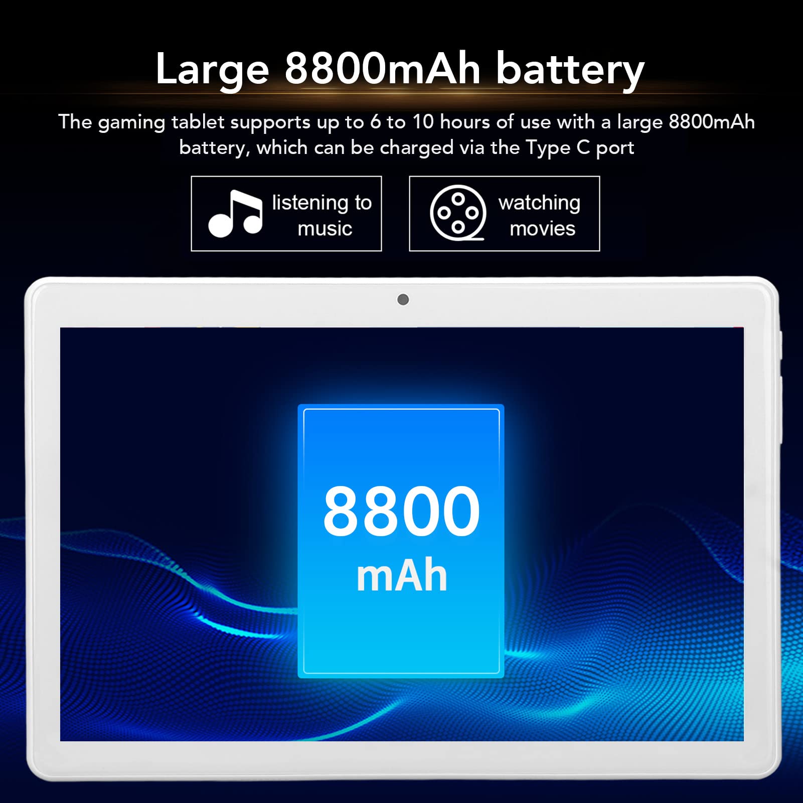 10.1 Inch Tablets, HD Tablet, 2.4G 5G Dual Band WiFi Supported, 10 Core Processor, 8800mAh Lasting Battery Big IPS Screen 6GB 128GB High Performance