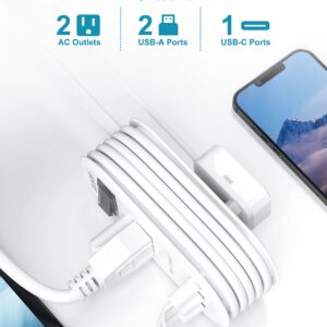 Travel Power Strip with USB Outlet,Travel Small Surge Protector Power Strip with 4ft Around Extension Cord 2 Outlets 2 USB Ports 1 USB C Outlet, Essentials for Travel Office Desk Cruise Vacation