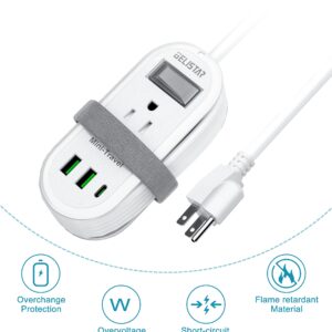 Travel Power Strip with USB Outlet,Travel Small Surge Protector Power Strip with 4ft Around Extension Cord 2 Outlets 2 USB Ports 1 USB C Outlet, Essentials for Travel Office Desk Cruise Vacation