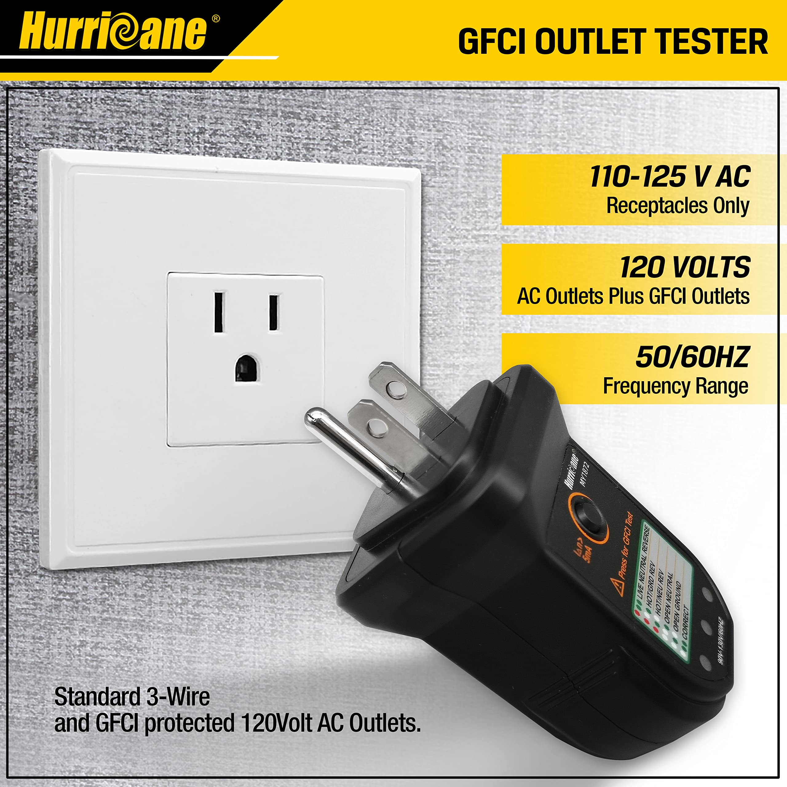 HURRICANE Non-Contact Voltage Tester and Receptacle Tester Kit, Electrical Socket Voltage Tester/12-1000V AC Voltage Detector Pen, and GFCI Outlet Tester/Receptacle Tester for Standard 3-Wire 120V