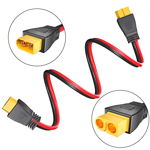 Goupchn XT60 Male to Female Connector 12AWG 10ft Extension Cable for RC Battery, Battery Pack, Solar Generator, Portable Power Station and Solar Panel