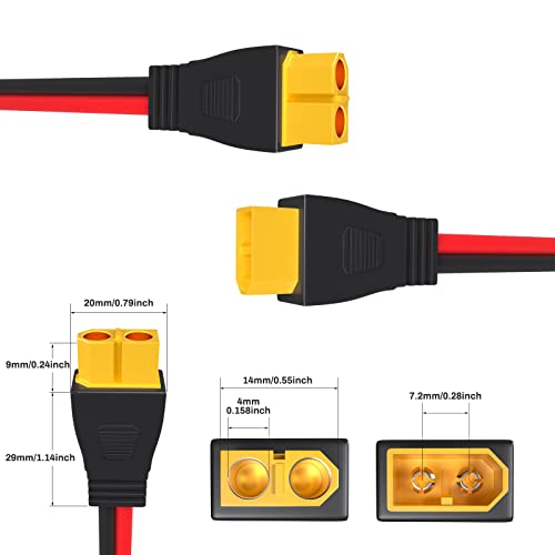 Goupchn XT60 Male to Female Connector 12AWG 10ft Extension Cable for RC Battery, Battery Pack, Solar Generator, Portable Power Station and Solar Panel