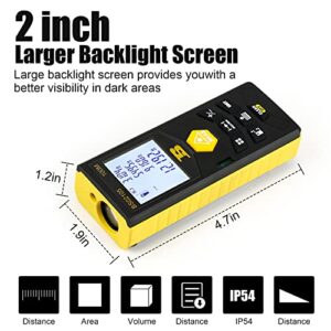 B BOSI TOOLS Laser Measurement Tool, High Accuracy 328FT Digital Laser Measure Distance Meter, Unit Switching with Backlit LCD and Bubble Level Hand Strap Battery for Area Volume Measurement M/in/Ft