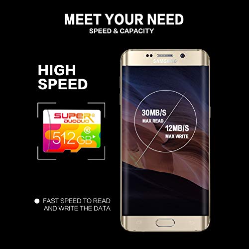 Mini SD Card 512GB Micro SD Card High Speed Card 512GB TF Card Class 10 Memory Cards with Adapter for Smartphones, Surveillances, Action Cameras,Tablets,Drones