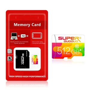 Mini SD Card 512GB Micro SD Card High Speed Card 512GB TF Card Class 10 Memory Cards with Adapter for Smartphones, Surveillances, Action Cameras,Tablets,Drones