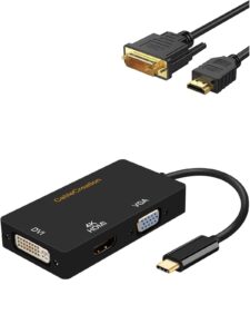 cablecreation dvi to hdmi cable 5ft + usb c to vga hdmi dvi adapter