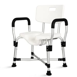 heinsy widened shower chair with armrests and back - upgraded u-shaped shower seat for elderly, handicap, disabled, seniors & pregnant - supports up to 350 lbs