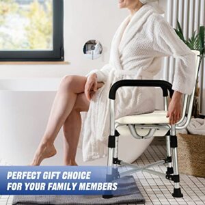 HEINSY Widened Shower Chair with Armrests and Back - Upgraded U-Shaped Shower Seat for Elderly, Handicap, Disabled, Seniors & Pregnant - Supports Up to 350 lbs