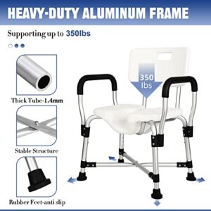 HEINSY Widened Shower Chair with Armrests and Back - Upgraded U-Shaped Shower Seat for Elderly, Handicap, Disabled, Seniors & Pregnant - Supports Up to 350 lbs