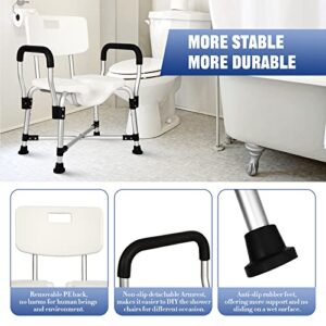 HEINSY Widened Shower Chair with Armrests and Back - Upgraded U-Shaped Shower Seat for Elderly, Handicap, Disabled, Seniors & Pregnant - Supports Up to 350 lbs