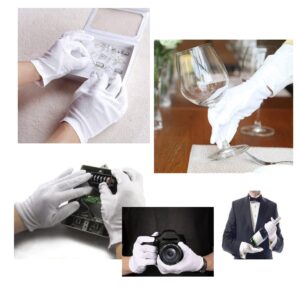 48Pcs White Gloves, 24 Pairs Soft Cotton Gloves， Hgminwarm White Cotton Gloves are Used for Cosmetics, Jewelry Coin Inspection, Inspection Gloves, Service Gloves. Stretchable Moisturizing Gloves