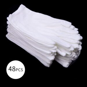 48Pcs White Gloves, 24 Pairs Soft Cotton Gloves， Hgminwarm White Cotton Gloves are Used for Cosmetics, Jewelry Coin Inspection, Inspection Gloves, Service Gloves. Stretchable Moisturizing Gloves