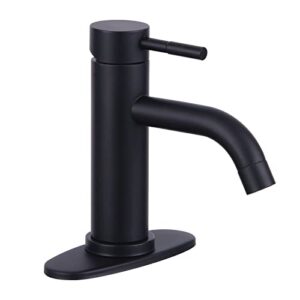 WOEN-FLOW Matte Black Bathroom Faucet Sink Faucets Vanity Vessel Faucet & Deck Plate 1 or 3 Hole Washroom Taps Lavatory Faucet Stainless Steel cUPC Certified Single Hole Handle