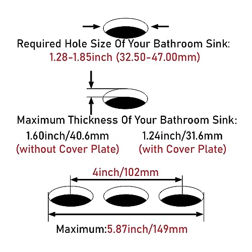 WOEN-FLOW Matte Black Bathroom Faucet Sink Faucets Vanity Vessel Faucet & Deck Plate 1 or 3 Hole Washroom Taps Lavatory Faucet Stainless Steel cUPC Certified Single Hole Handle